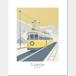 Vintage Lisbon Tram Travel Poster Posters and Art